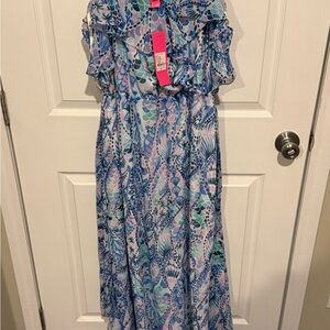 Lilly Pulitzer Blue Lavender Print Maxi Dress NWT